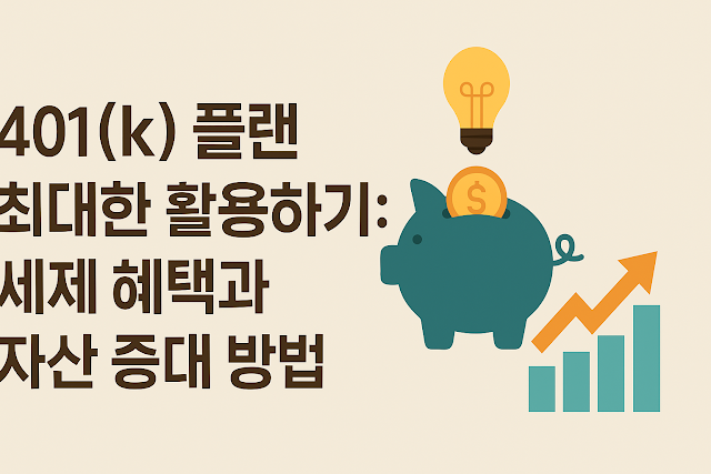 401(k) 플랜 활용법과 세제 혜택, 자산 증대 전략을 보여주는 일러스트 썸네일